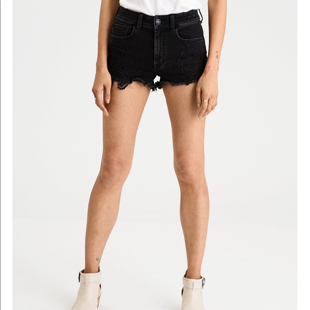 American Eagle Black high waisted festival shorts